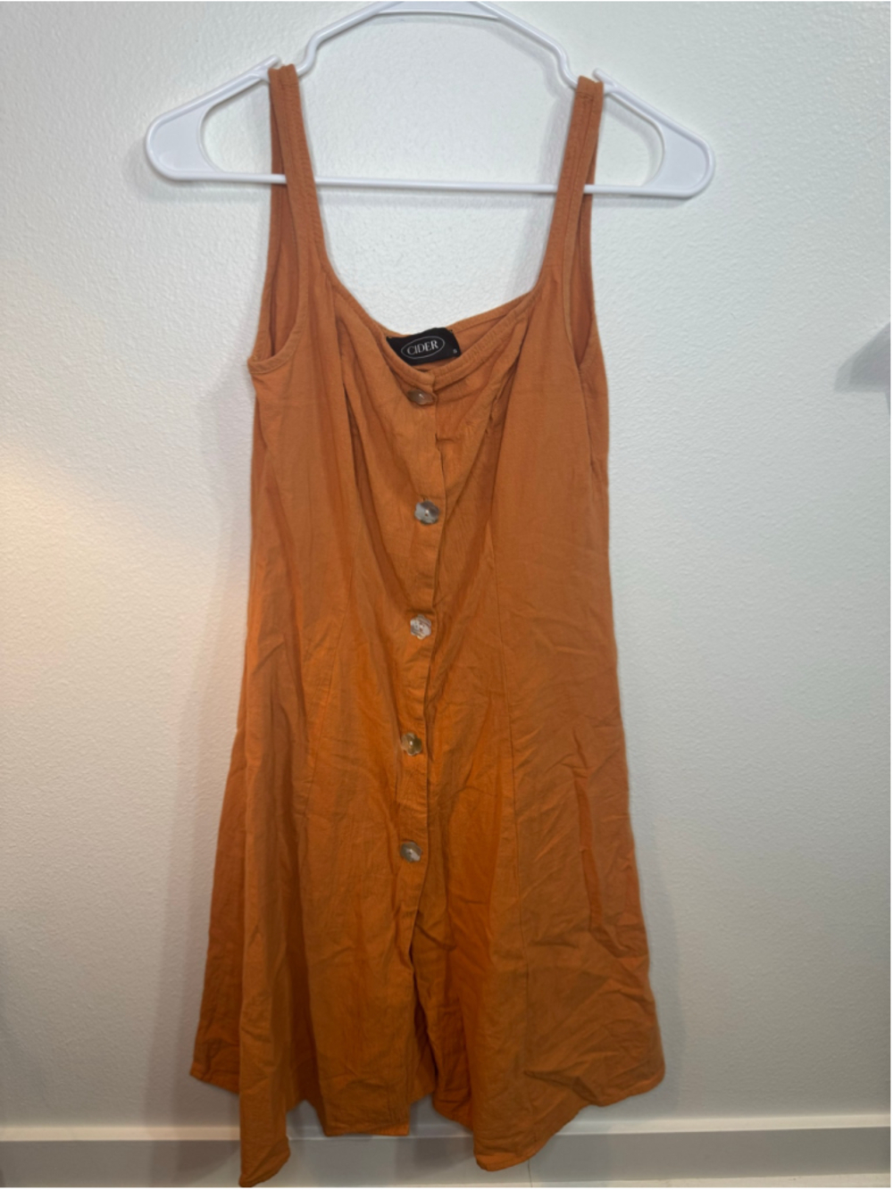 Women's Cider Mini Dress Size S Orange Button Front